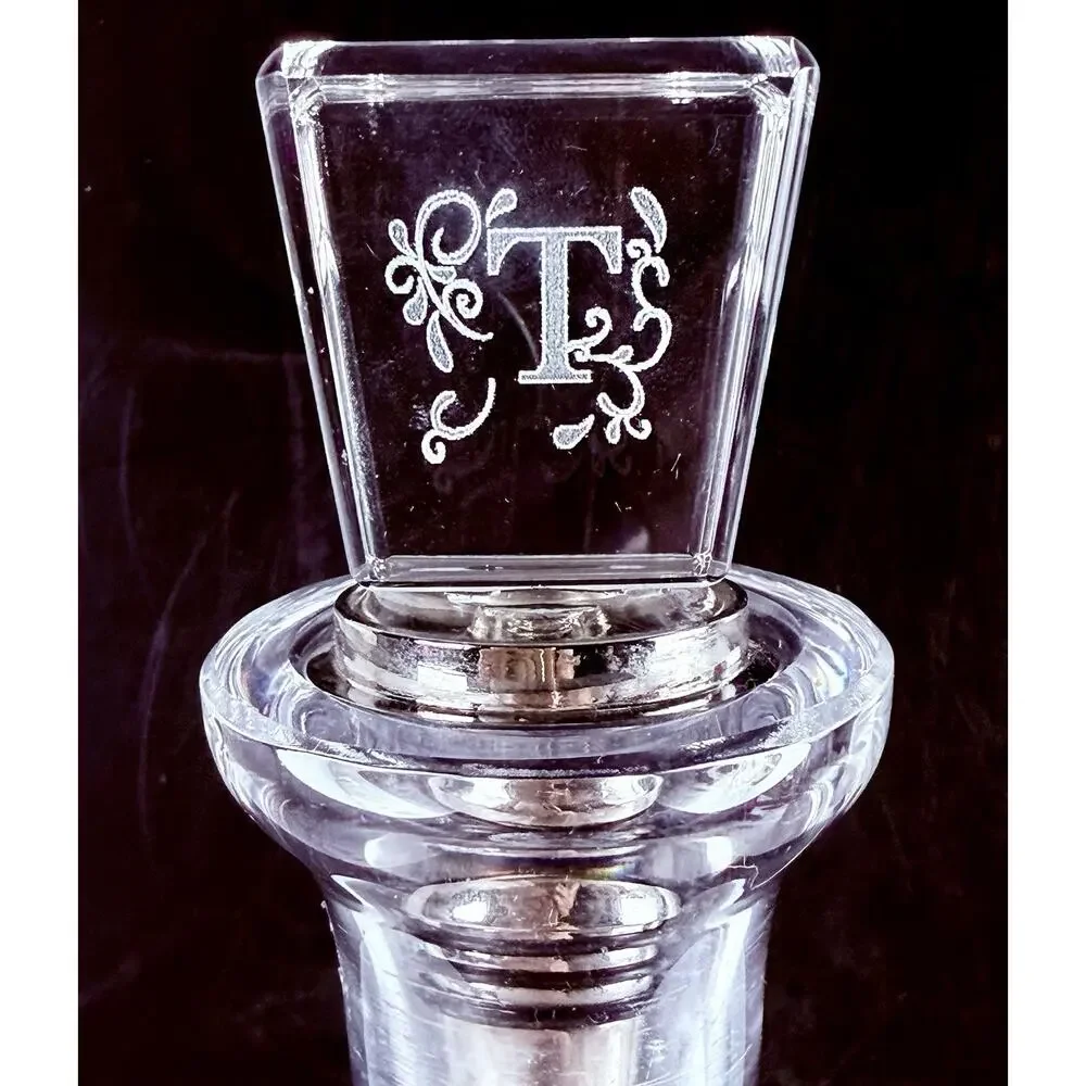 Vintage European Style Cut Crystal Whiskey Decanter Stopper Heavy Barware 14”